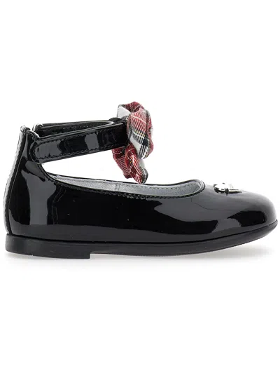 Monnalisa Kids'   Patent Leather Ballet Flats With Bow In Black