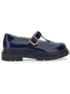 Monnalisa T-bar Patent Leather Flats In Navy Blue