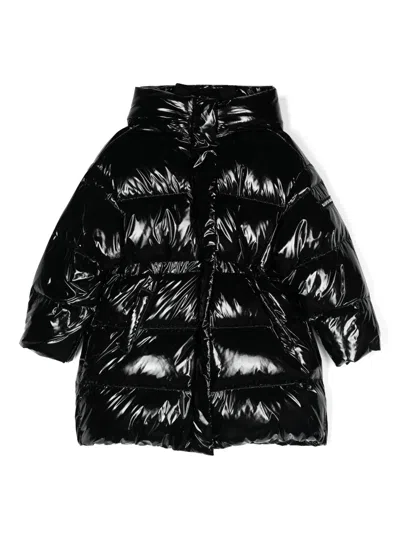 Monnalisa Kids' Patent Padded Coat In Black