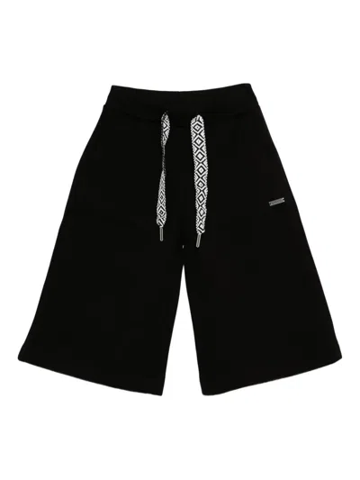 Monnalisa Kids' Patterned-drawstring Pocket Shorts In Black