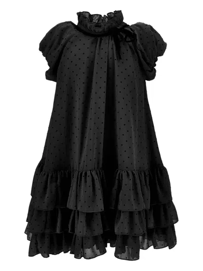 Monnalisa Kids' Patterned-jacquard Dress In Black