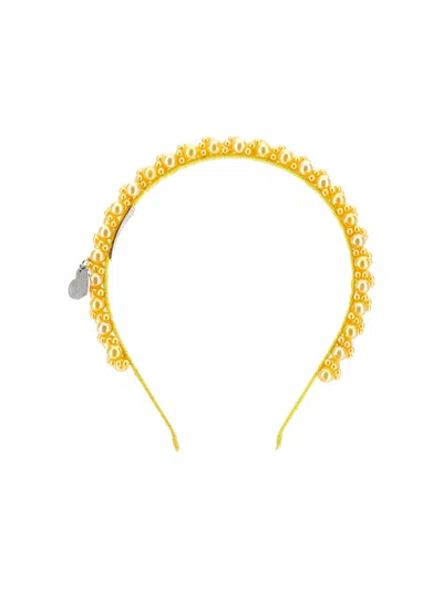 Monnalisa Babies'  Pearl Headband In Gold