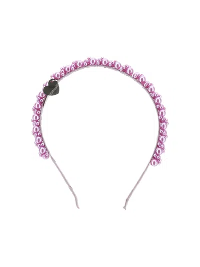 Monnalisa Babies'  Pearl Headband In Purple