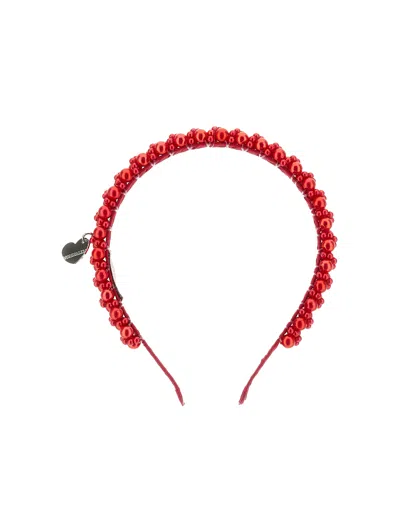 Monnalisa Babies'  Pearl Headband In Red