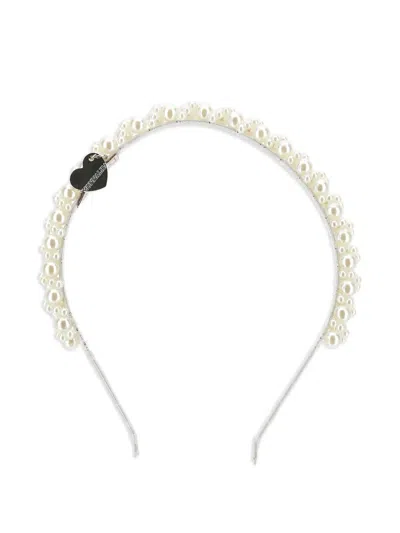 Monnalisa Pearl Heart Headband In White