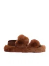 Monnalisa Peluche Slippers In Brown