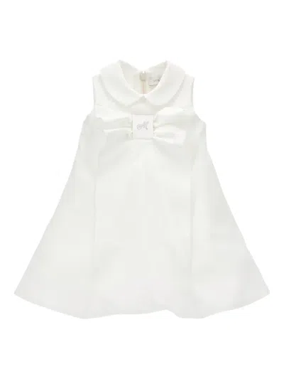 Monnalisa Babies' Peter Pan-collar A-line Dress In White