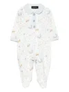 Monnalisa Peter Pan Collar Printed Pajamas In White