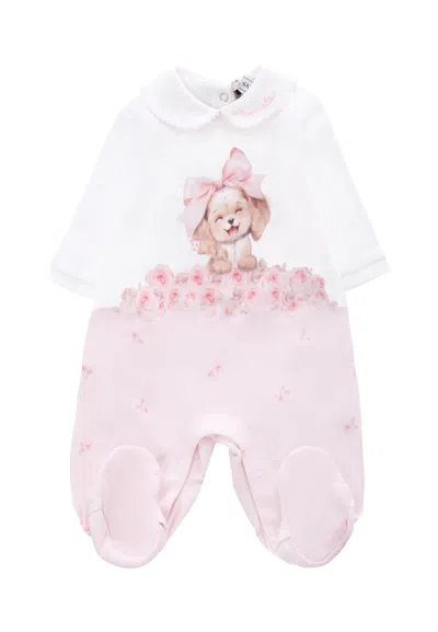 Monnalisa Pink Babygrow For Baby Girl With Dog