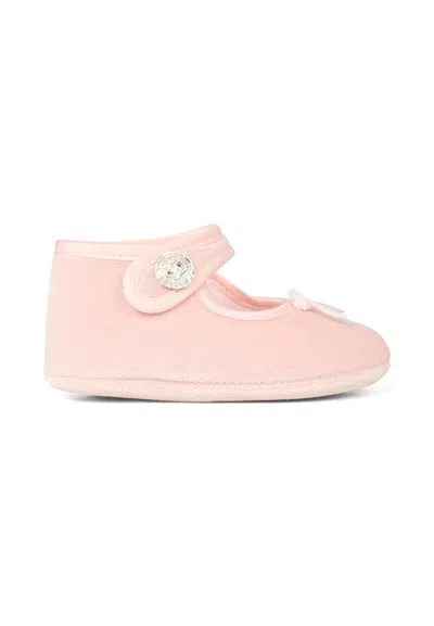 Monnalisa Kids' Pink Ballet Shoes For Baby Girl With Bow