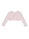 Monnalisa Babies' Cropped Fine-knit Cardigan In Pink