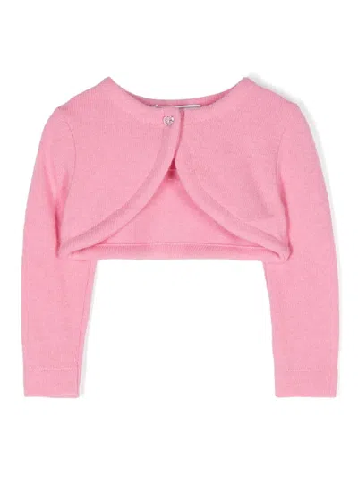 Monnalisa Babies' Brushed Cropped Cardigan In Pink