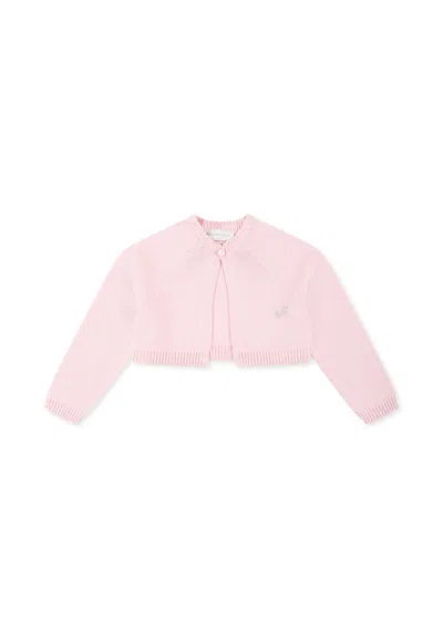 Monnalisa Pink Cardigan For Baby Girl With Logo