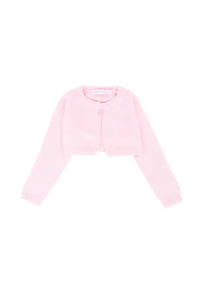Monnalisa Pink Cardigan For Baby Girl With Logo