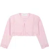 Monnalisa Pink Cardigan For Baby Girl With Ruffles In Pink