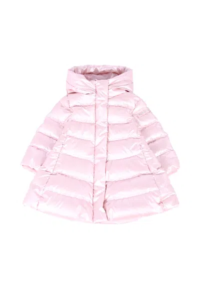 Monnalisa Pink Down Jacket For Baby Girl With Logo
