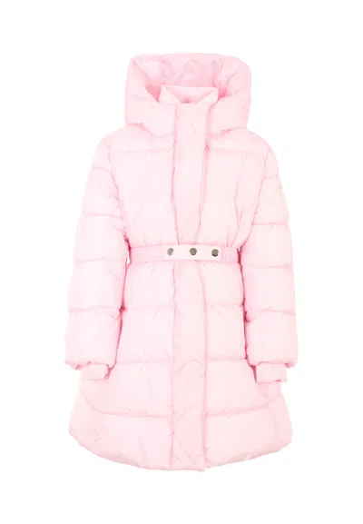 Monnalisa Kids' Pink Down Jacket For Girl With Logo