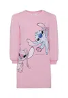 Monnalisa Graphic Print Long-sleeve Dress In Pink
