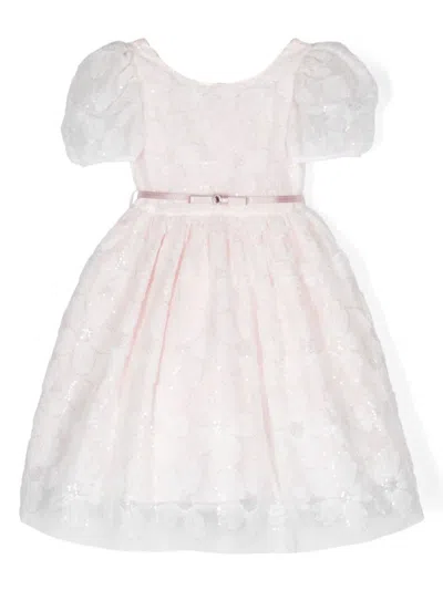 Monnalisa Kids' Floral-lace Voluminous Dress In Pink