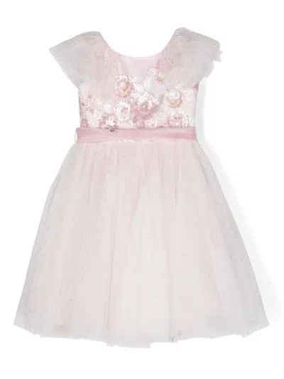 Monnalisa Kids' Sequin-embellished Voluminous Dress In Pink