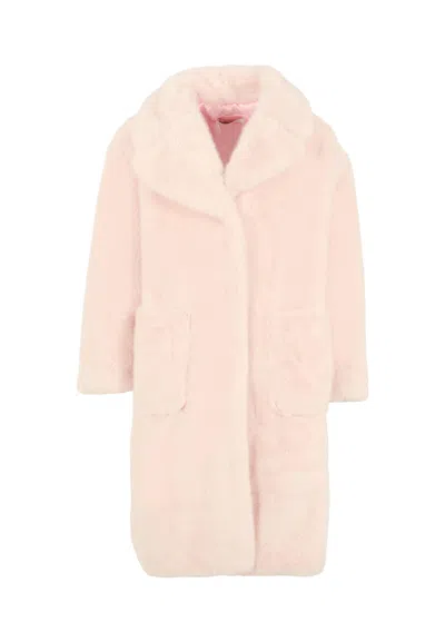 Monnalisa Kids' Pink Faux Fur Coat For Girl