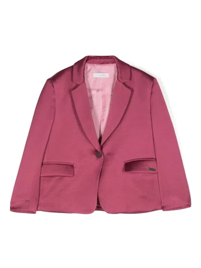 Monnalisa Kids' Single-breasted Satin Blazer In Purple