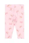 Monnalisa Pink Leggings For Baby Girl With Bows In Purple