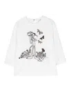Monnalisa Pink Panther-embroidered Cotton Tunic In White