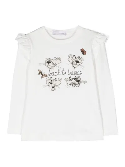 Monnalisa Kids' Pink Panther Long-sleeve T-shirt In White