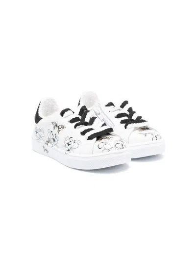Monnalisa Kids' Pink Panther Zip-up Sneakers In Cream + Black