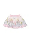 Monnalisa Pink Skirt For Baby Girl With Alice In Wonderland Print In Pink