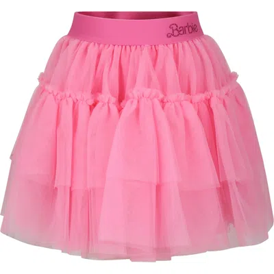 Monnalisa Kids' Pink Skirt For Girl With Writing