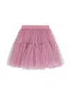Monnalisa Logo-jacquard Tulle Tutu In Powder