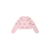 Monnalisa Pink Sweater For Baby Girl With Roses In Pink