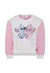 Monnalisa Pink Sweatshirt With Stitch & Angel Print In Pink