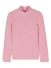 Monnalisa Ribbed Viscose Turtleneck In Pink