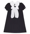 Monnalisa Pinstripe Dress In Blu/grigio