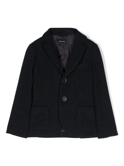 Monnalisa Kids' Pinstripe-pattern Single-breasted Blazer In Blue