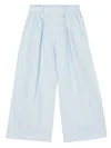 Monnalisa Pinstriped Wide-leg Trousers In Blue