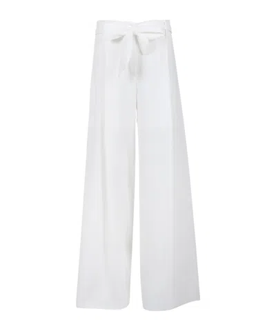 Monnalisa White Trousers For Girl With Bow Belt In Panna