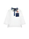 Monnalisa Piquet Polo Shirt With Teddy Bear In Cream