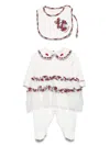 Monnalisa Plaid-check-trim Babygrow Set In White