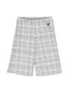 Monnalisa Plaid-check Wide-leg Trousers In Grey