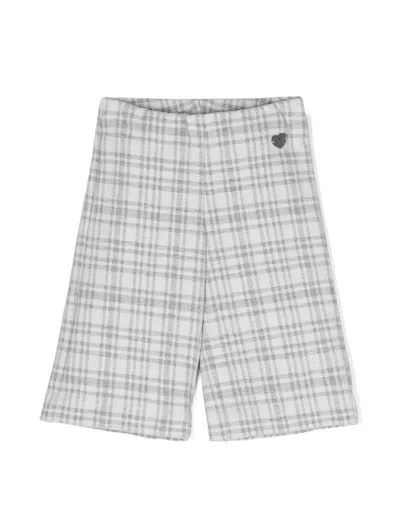 Monnalisa Babies' Plaid-check Wide-leg Trousers In Grey
