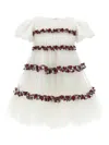 Monnalisa Tartan Pleated Tulle Dress With Ruffles In White