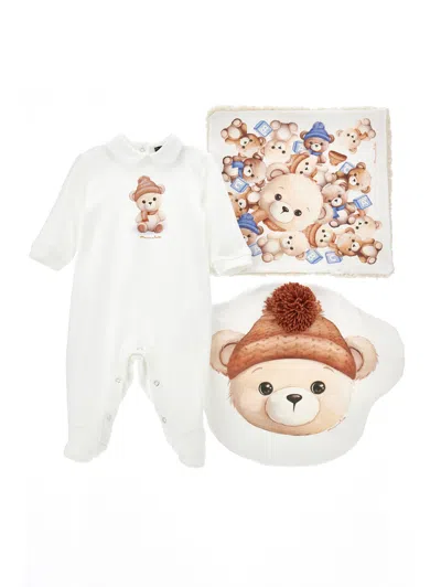 Monnalisa Kids'   Playsuit And Sleeping Accessories Set In White