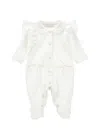 Monnalisa Playsuit With Bows And Ruffles In Cream