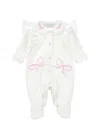 Monnalisa Playsuit With Bows And Ruffles In Dusty Pink Rose