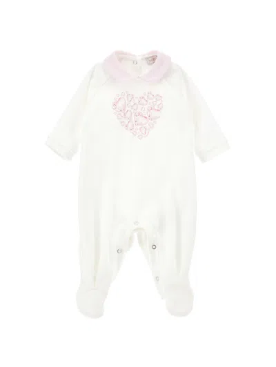 Monnalisa Babies'   Playsuit With Crystal Print Collar In Cream