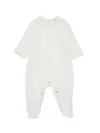Monnalisa Playsuit With Lace Bow In Cream